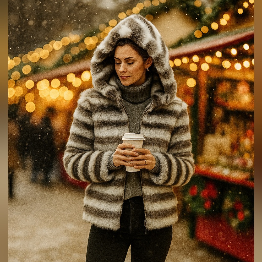 NWT! Luxe Faux Fur Hooded Jacket